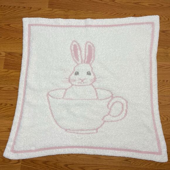 Barefoot Dreams Cozychic Bunny Baby Blanket Teacup Pink White Cream - Picture 1 of 7